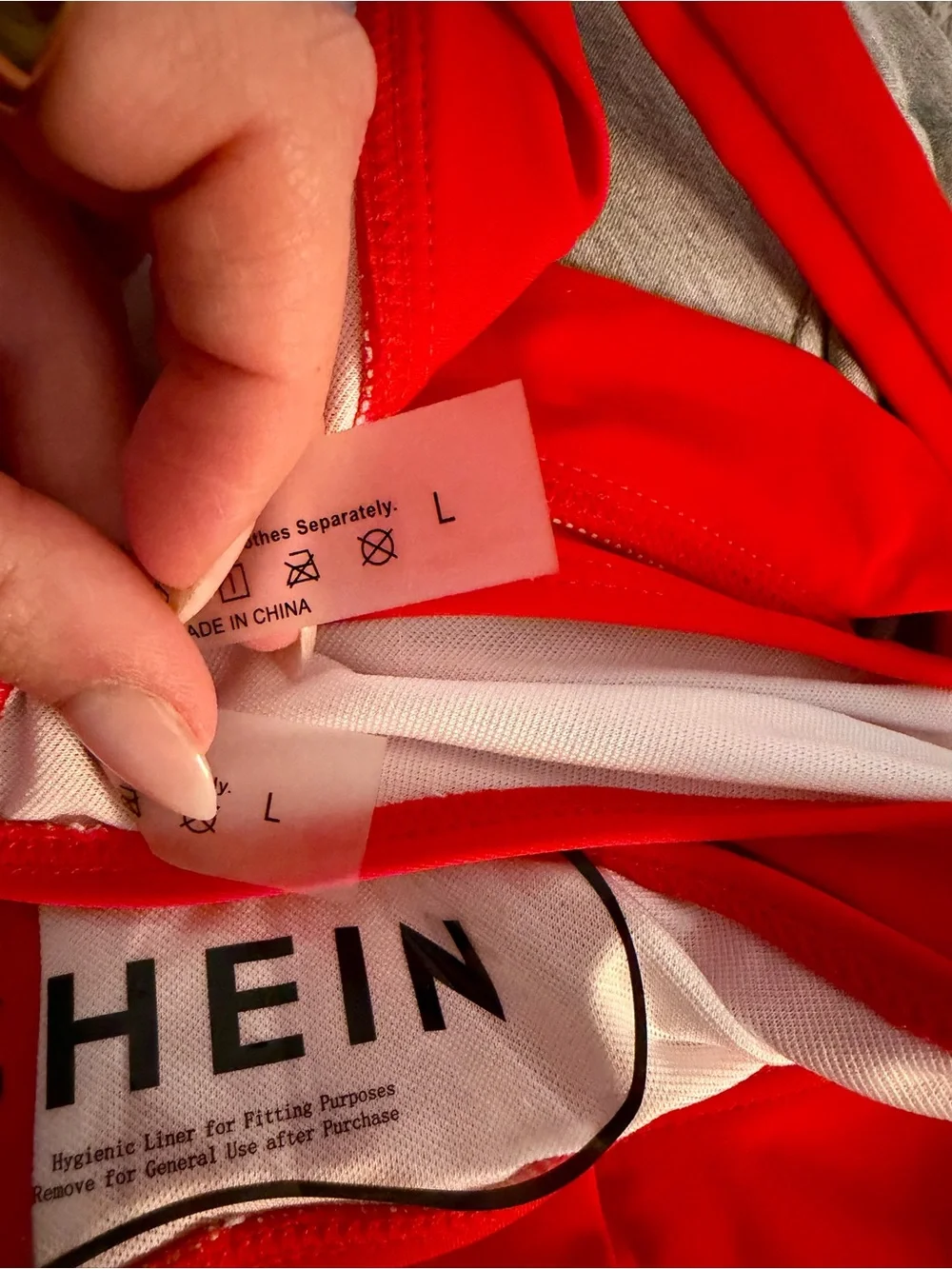 SHEIN Red Asymmetric One-Shoulder Cutout Bikini Set